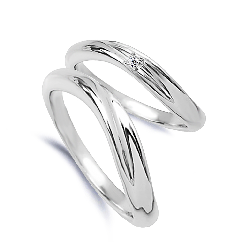 シルバー天然ダイヤモンド付きウェーブラインペアリング 美輪宝石 福岡で低価格高品質な結婚指輪と婚約指輪を探すならミワホウセキへ
